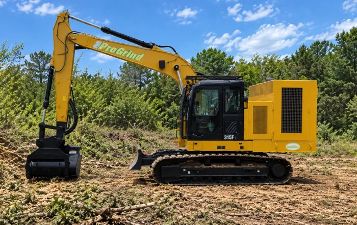ProGrind self-powered excavator mulcher attachment with its dedicated auxiliary power unit.